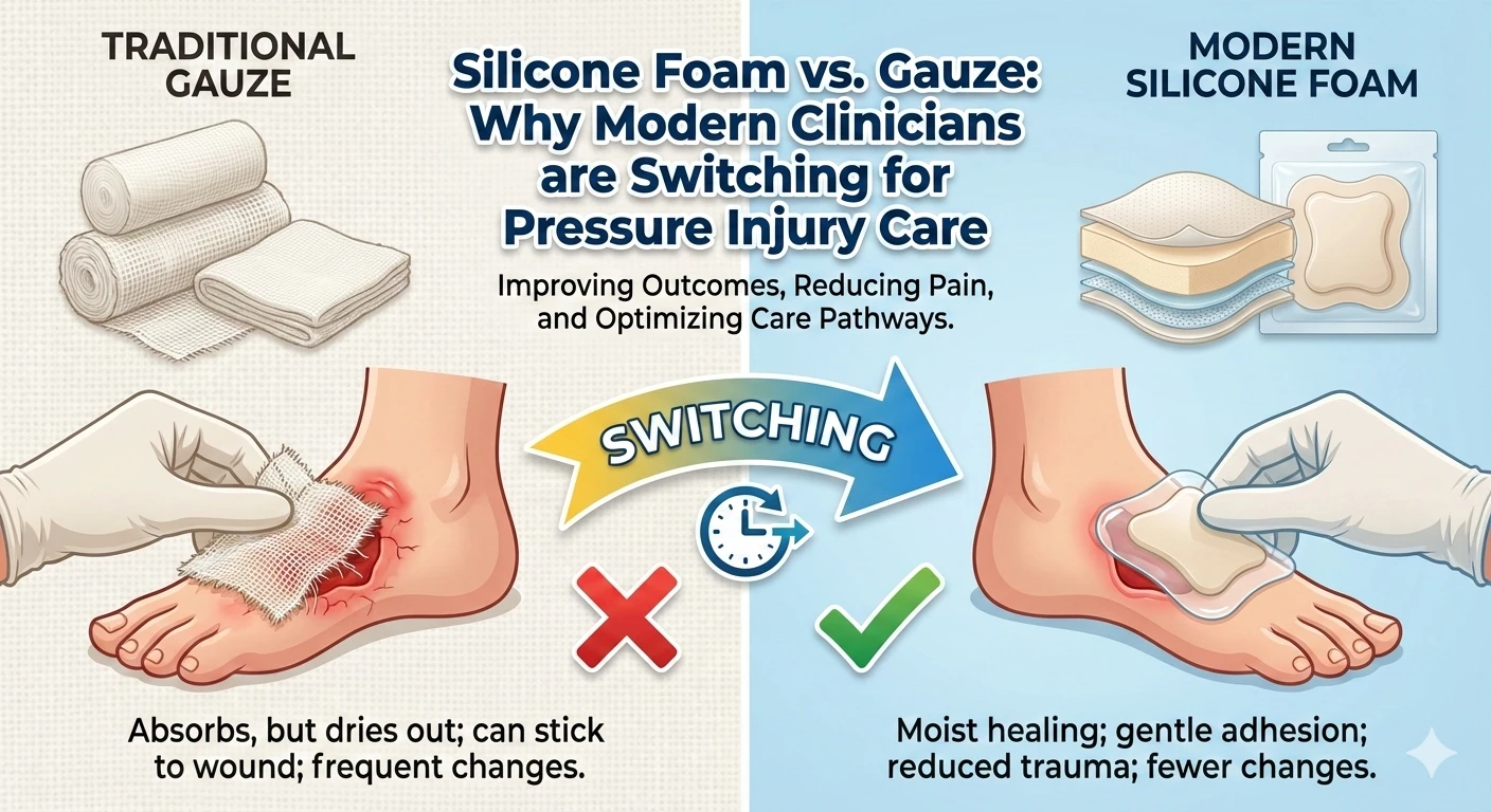 Silicone Foam vs. Gauze for Pressure Injury Care， SLK Medical, OEM medical supply company