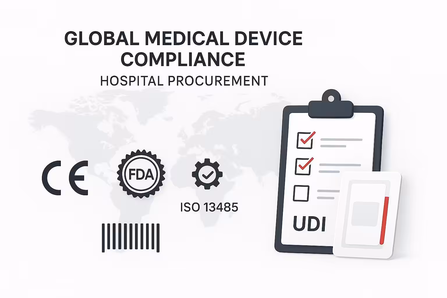 Global medical device compliance for hospital procurement — CE MDR, FDA readiness, ISO 13485 and UDI checklist