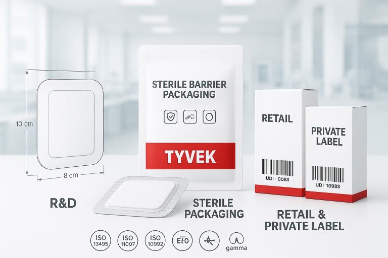 OEM private label wound dressings pipeline from design to sterile packaging and labeled retail boxes