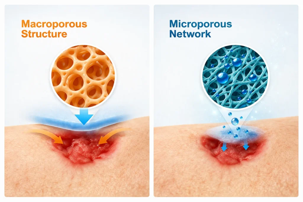 SLK Medical D-Pore® Tech. , Macroporous Structure and Microporous Network，Balancing Mechanics and Fluid Management