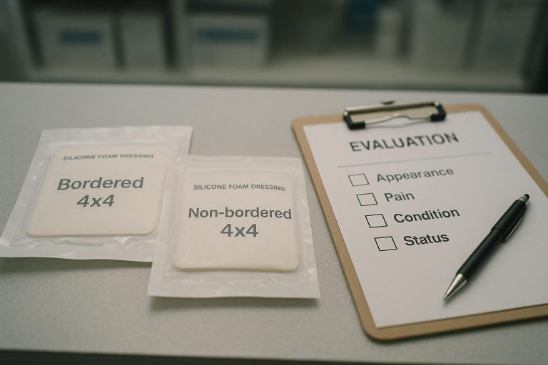 Bordered vs non-bordered silicone foam 4x4 comparison setup with evaluation checklist