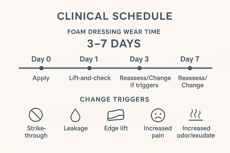 A clinician selecting foam dressings for different wound types at bedside