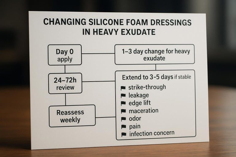 Cover image: silicone foam dressing timing for heavy exudate on the sacral area