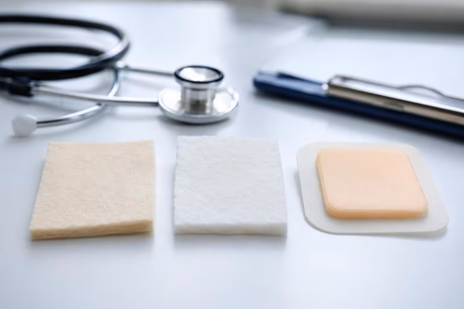 Comparison of alginate, gelling fiber, and silicone foam dressings arranged by exudate level, wound depth, and periwound skin condition
