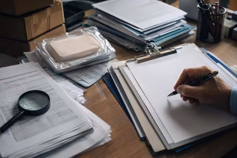 Compliance document checklist for private-label PHMB foam dressings, showing a document-to-owner-to-market matrix across EU and US requirements
