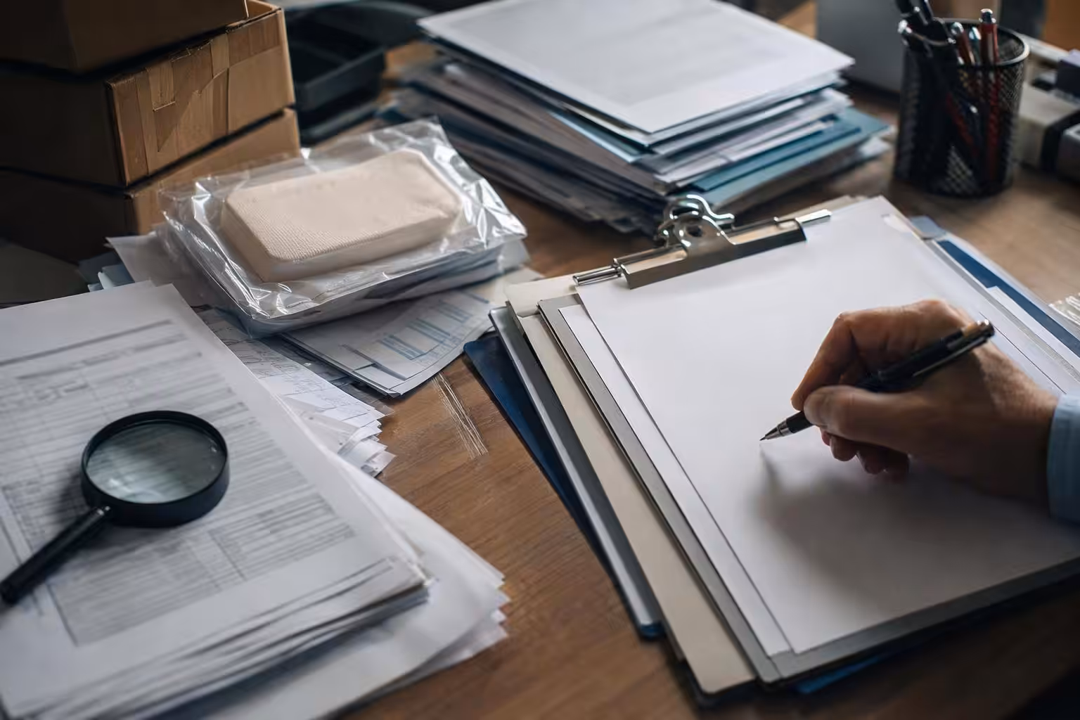 Compliance document checklist for private-label PHMB foam dressings, showing a document-to-owner-to-market matrix across EU and US requirements